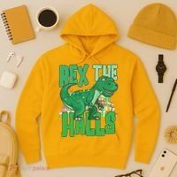Rex The Halls Dinosaur Christmas Hoodie thumb 3