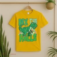 Rex The Halls Dinosaur Christmas T-Shirt thumb 2