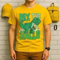 Rex The Halls Dinosaur Christmas T-Shirt thumb 6