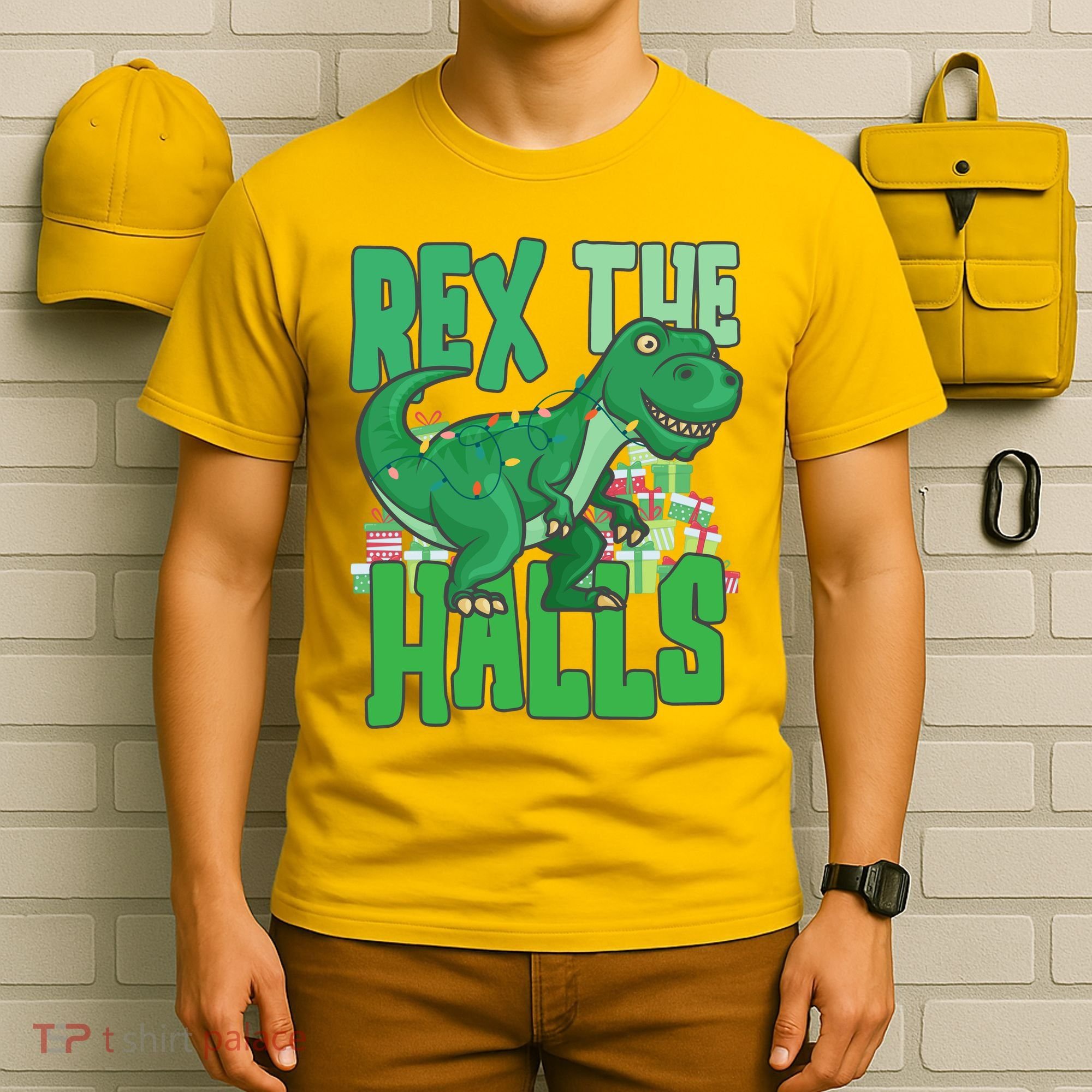 Rex The Halls Dinosaur Christmas T-Shirt