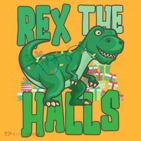 Rex The Halls Dinosaur Christmas T-Shirt thumb 7