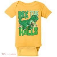 Rex The Halls Dinosaur Christmas Baby Bodysuit thumb 0