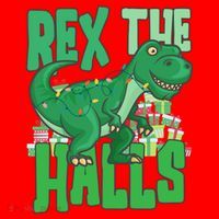 Rex The Halls Dinosaur Christmas Santa Hat thumb 1