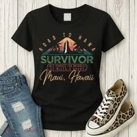 Road To Hana Survivor Curvy Palm Maui Hawaii Lover Women's T-Shirt thumb 3