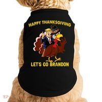 Riding Turkey Happy Thanksgiving Lets Go Brandon Trump Doggie Tank thumb 0