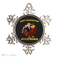 Riding Turkey Happy Thanksgiving Lets Go Brandon Trump Ornament thumb 0
