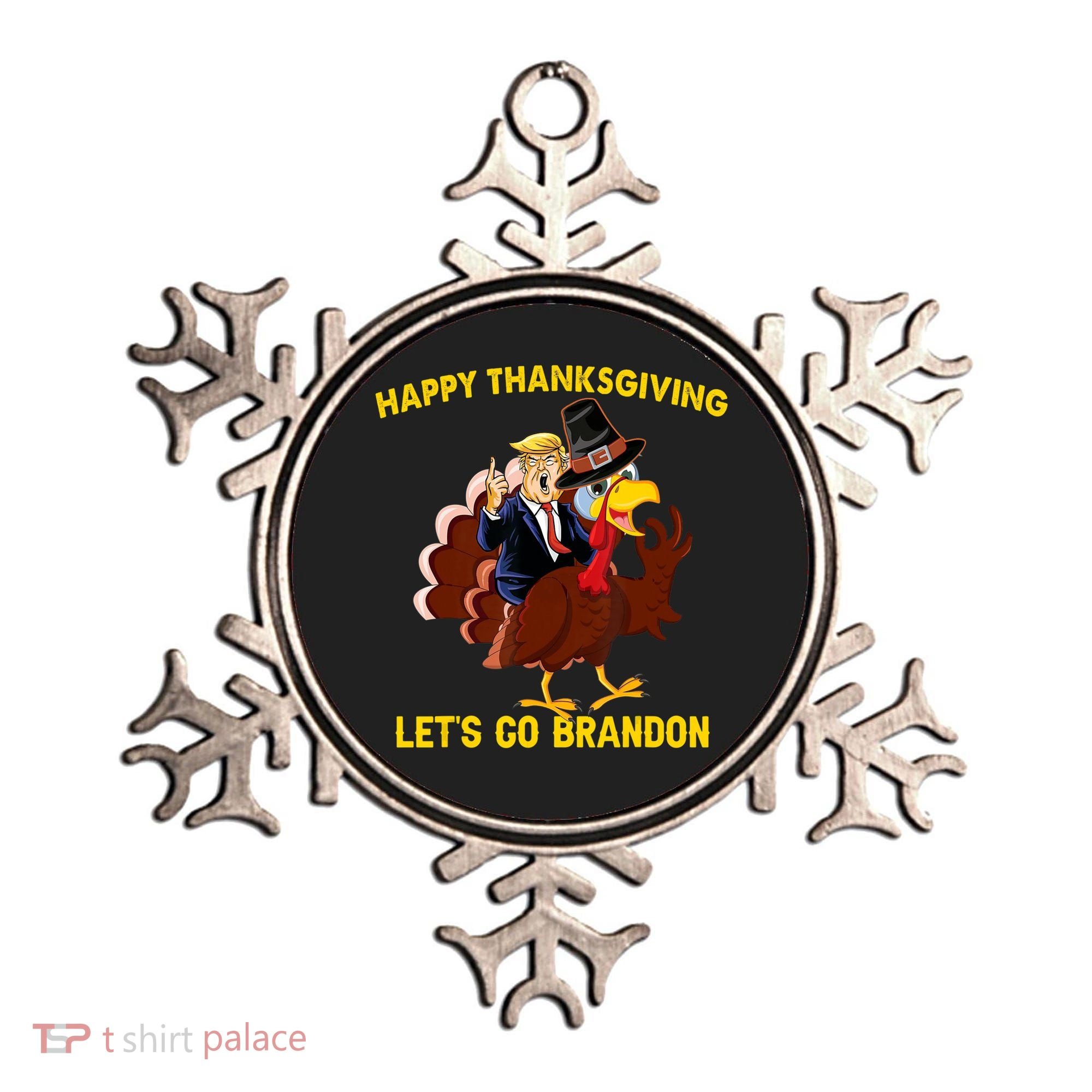 Riding Turkey Happy Thanksgiving Lets Go Brandon Trump Ornament