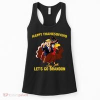 Riding Turkey Happy Thanksgiving Lets Go Brandon Trump Women's Tank Top thumb 0
