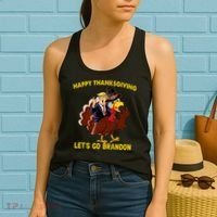 Riding Turkey Happy Thanksgiving Lets Go Brandon Trump Women's Tank Top thumb 2