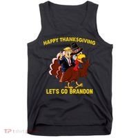 Riding Turkey Happy Thanksgiving Lets Go Brandon Trump Tank Top thumb 0