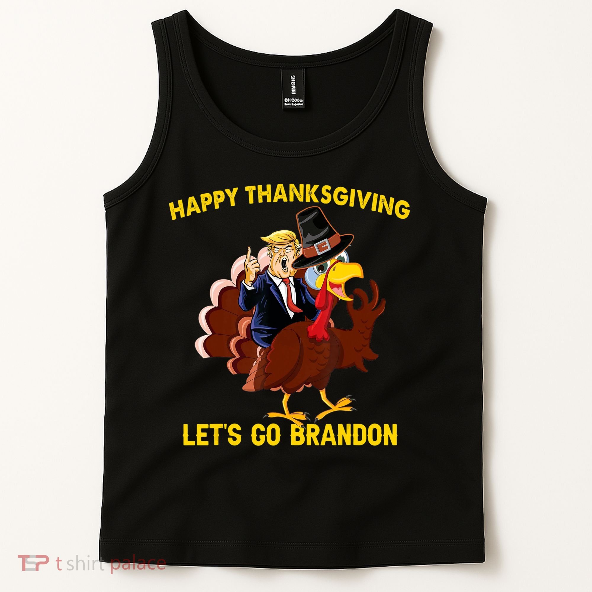 Riding Turkey Happy Thanksgiving Lets Go Brandon Trump Tank Top