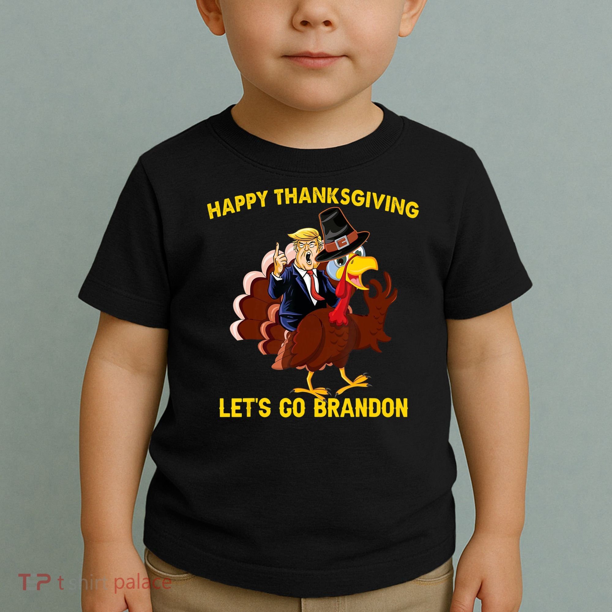 Riding Turkey Happy Thanksgiving Lets Go Brandon Trump Toddler T-Shirt
