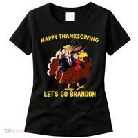 Riding Turkey Happy Thanksgiving Lets Go Brandon Trump Women's T-Shirt thumb 0