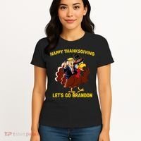 Riding Turkey Happy Thanksgiving Lets Go Brandon Trump Women's T-Shirt thumb 4