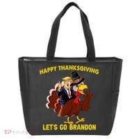 Riding Turkey Happy Thanksgiving Lets Go Brandon Trump Tote Bag thumb 0