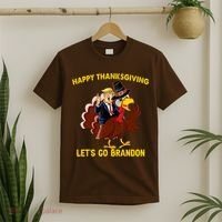 Riding Turkey Happy Thanksgiving Lets Go Brandon Trump T-Shirt thumb 2