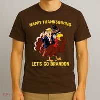 Riding Turkey Happy Thanksgiving Lets Go Brandon Trump T-Shirt thumb 3