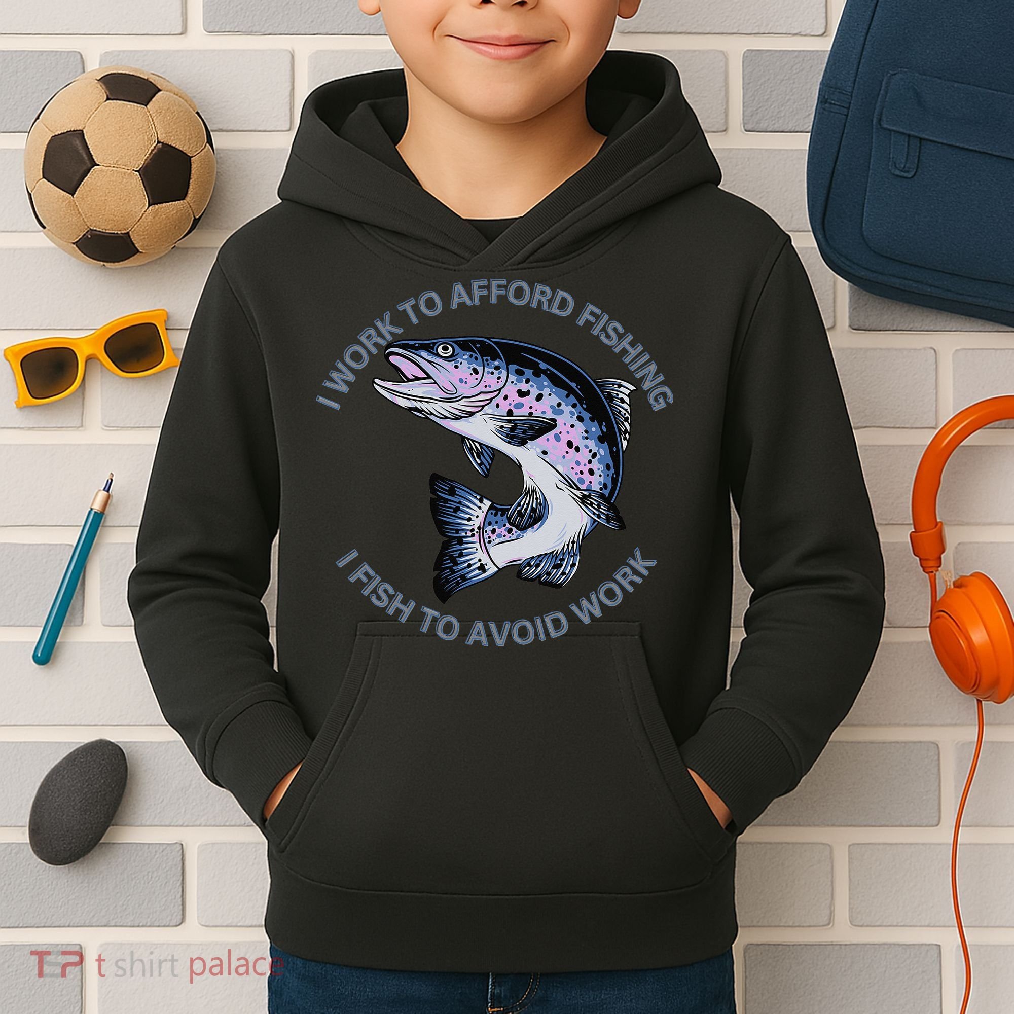 Rainbow Trout I Work To Afford Fishing I Fish To Avoid Work Kids Hoodie