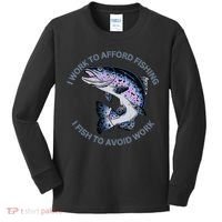 Rainbow Trout I Work To Afford Fishing I Fish To Avoid Work Kids Long Sleeve Shirt thumb 0