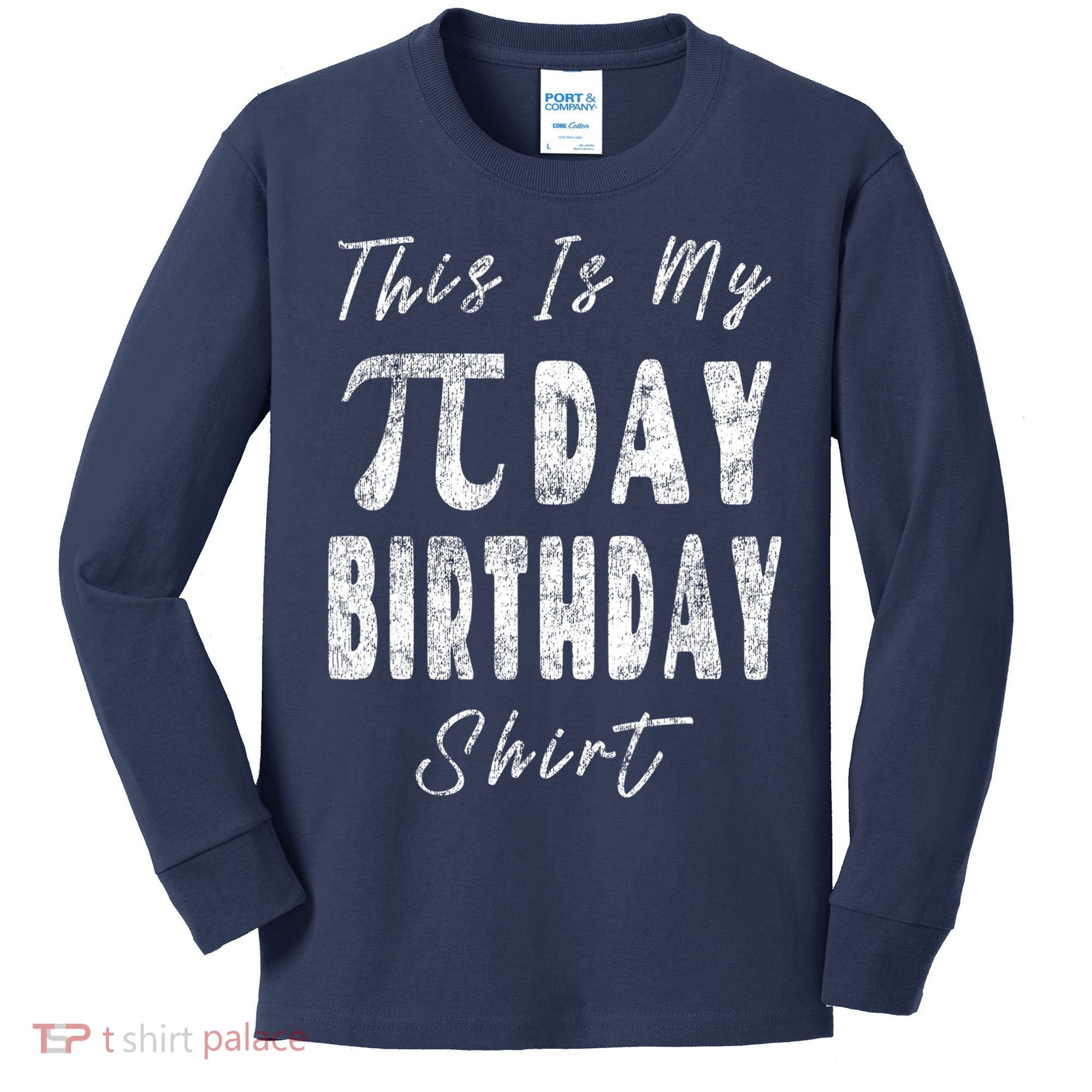 Retro This Is My Pi Day Birthday Shirt Pi Symbol 3 14 Kids Long Sleeve Shirt