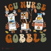 Retro Thanksgiving Icu Nurse Gobble Squad Turkey Autumn Rn Gift Women's Sweatshirt thumb 2