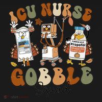 Retro Thanksgiving Icu Nurse Gobble Squad Turkey Autumn Rn Gift USA-Made Doggie Bandana thumb 2