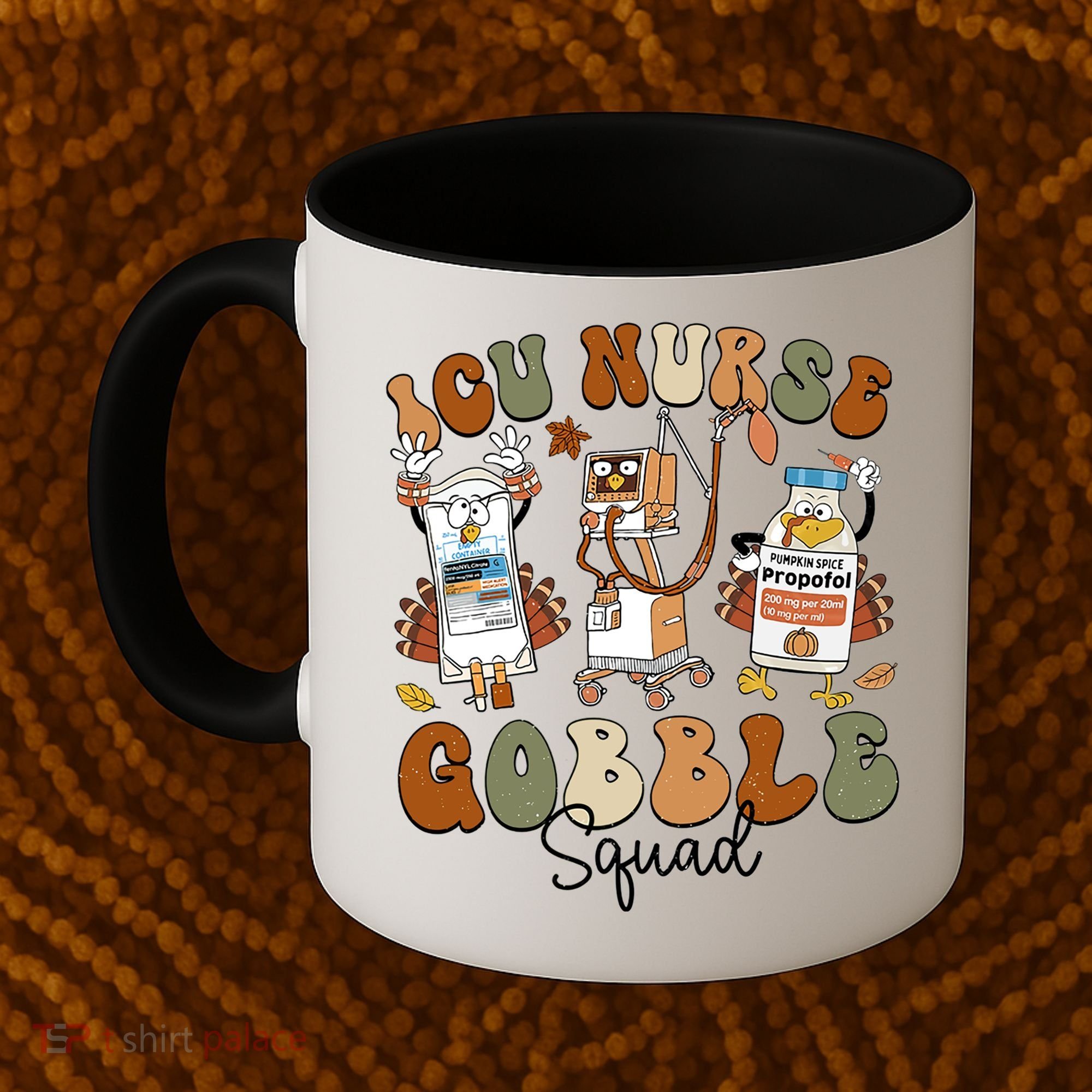 Retro Thanksgiving Icu Nurse Gobble Squad Turkey Autumn Rn Gift Coffee Mug