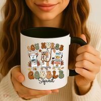 Retro Thanksgiving Icu Nurse Gobble Squad Turkey Autumn Rn Gift Coffee Mug thumb 3