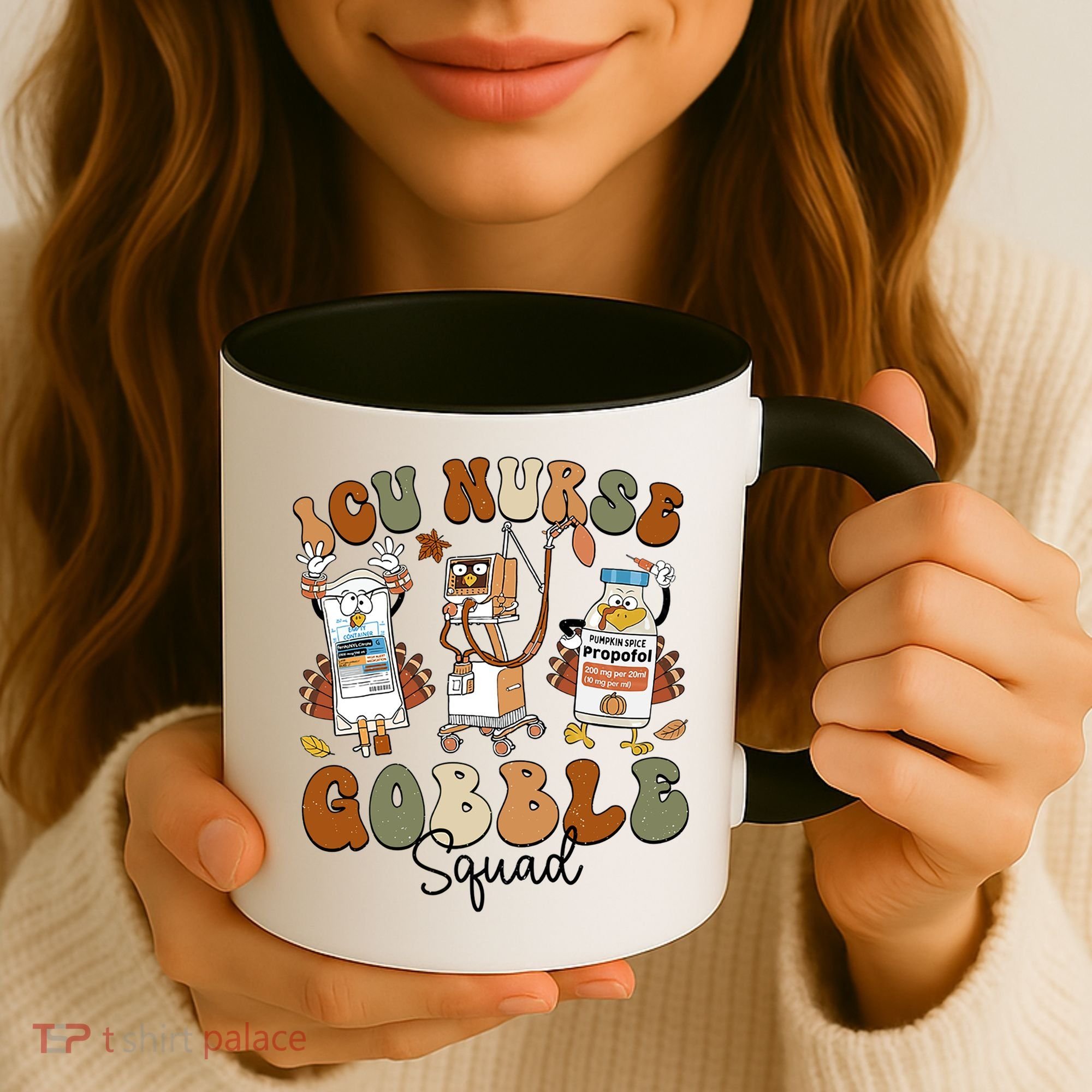 Retro Thanksgiving Icu Nurse Gobble Squad Turkey Autumn Rn Gift Coffee Mug