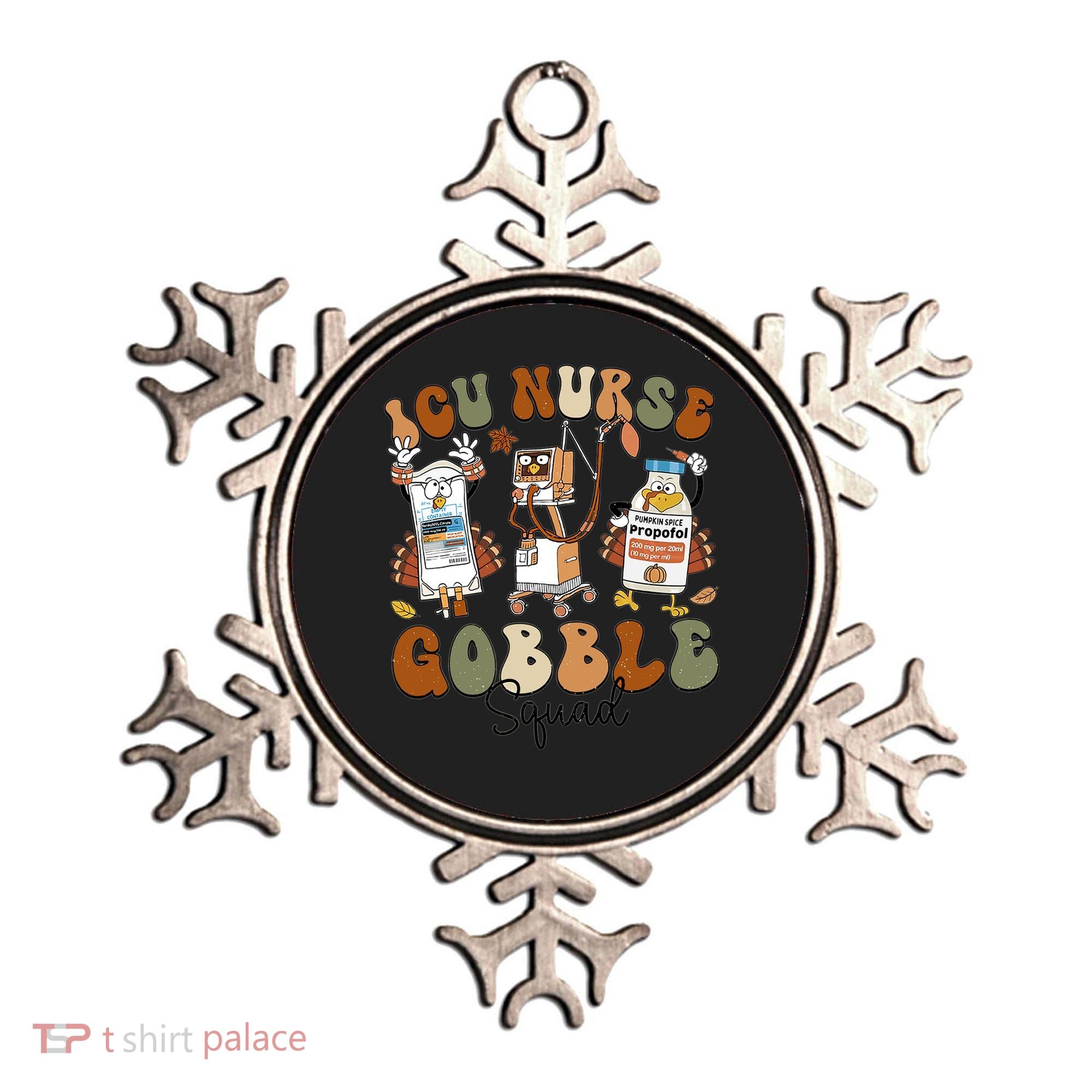 Retro Thanksgiving Icu Nurse Gobble Squad Turkey Autumn Rn Gift Ornament