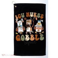 Retro Thanksgiving Icu Nurse Gobble Squad Turkey Autumn Rn Gift Golf Towel thumb 0