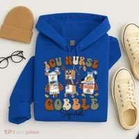 Retro Thanksgiving Icu Nurse Gobble Squad Turkey Autumn Rn Gift Hoodie thumb 4