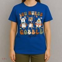 Retro Thanksgiving Icu Nurse Gobble Squad Turkey Autumn Rn Gift T-Shirt thumb 4