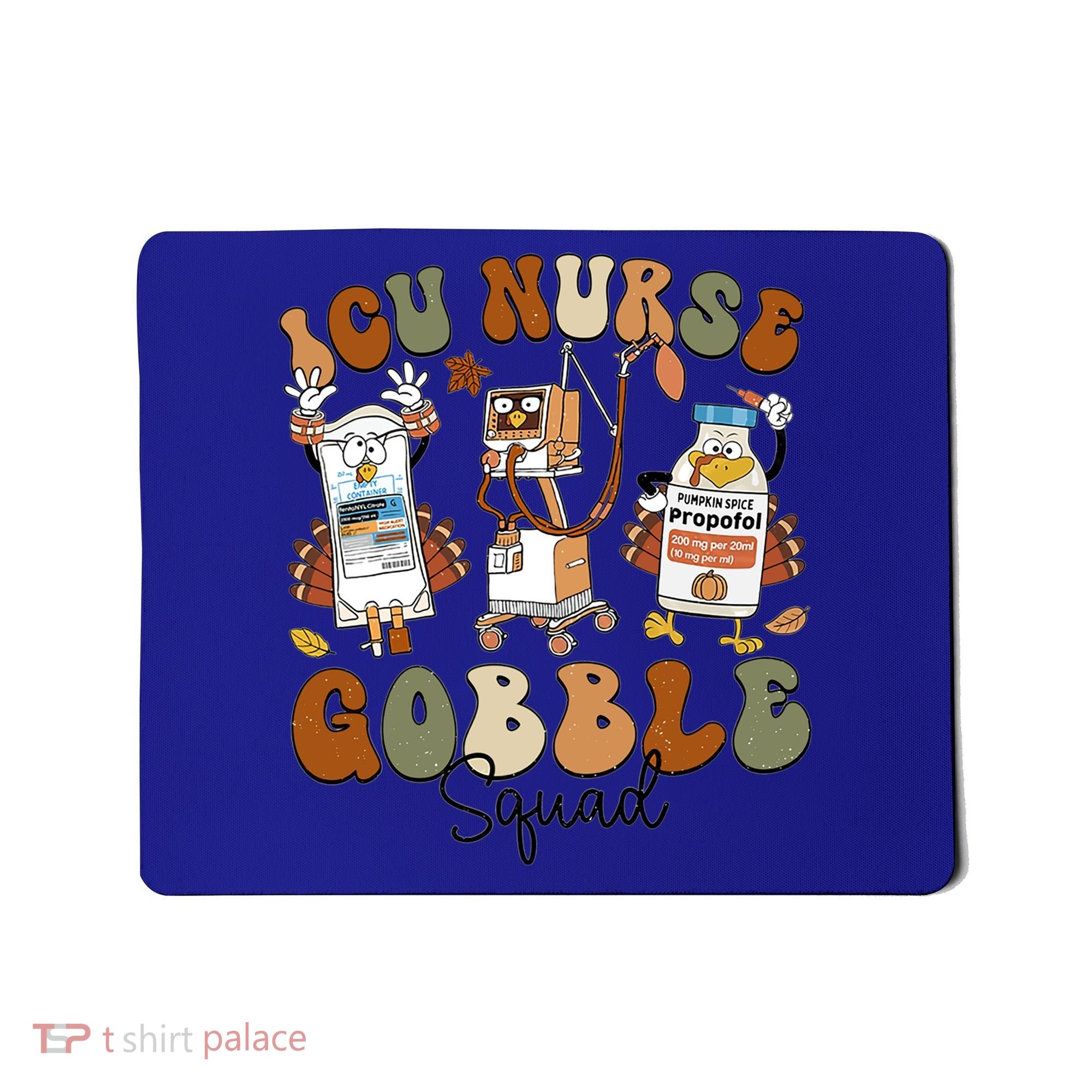 Retro Thanksgiving Icu Nurse Gobble Squad Turkey Autumn Rn Gift Mousepad