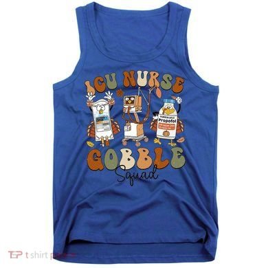 Retro Thanksgiving Icu Nurse Gobble Squad Turkey Autumn Rn Gift Tank Top