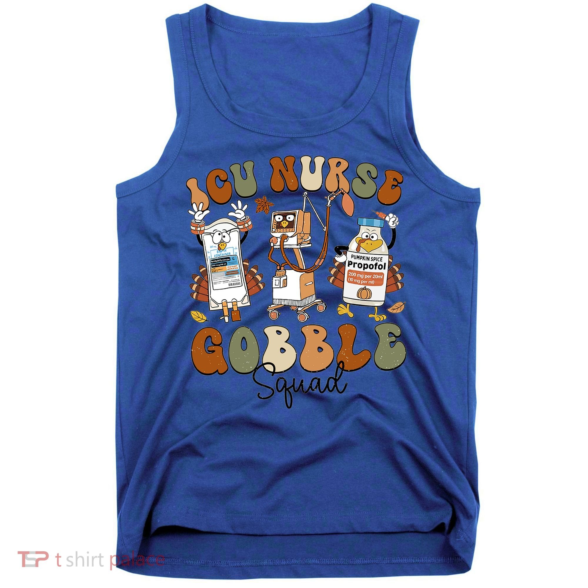 Retro Thanksgiving Icu Nurse Gobble Squad Turkey Autumn Rn Gift Tank Top