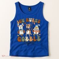 Retro Thanksgiving Icu Nurse Gobble Squad Turkey Autumn Rn Gift Tank Top thumb 2