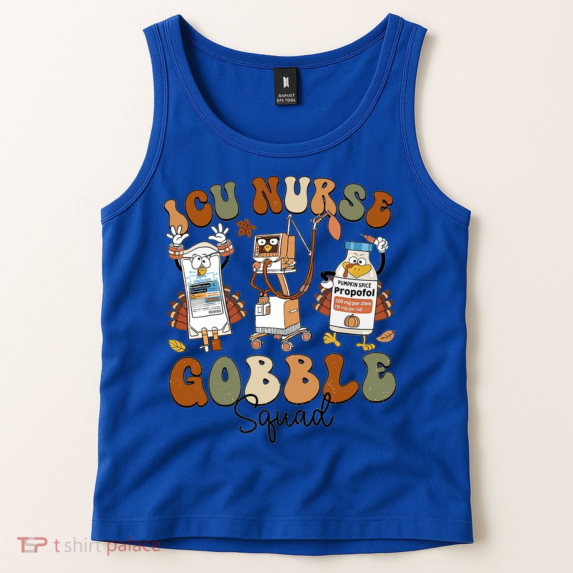 Retro Thanksgiving Icu Nurse Gobble Squad Turkey Autumn Rn Gift Tank Top