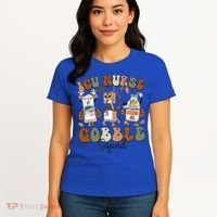 Retro Thanksgiving Icu Nurse Gobble Squad Turkey Autumn Rn Gift Women's T-Shirt thumb 4