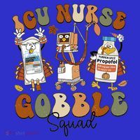 Retro Thanksgiving Icu Nurse Gobble Squad Turkey Autumn Rn Gift Women's T-Shirt thumb 6