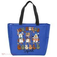 Retro Thanksgiving Icu Nurse Gobble Squad Turkey Autumn Rn Gift Tote Bag thumb 0