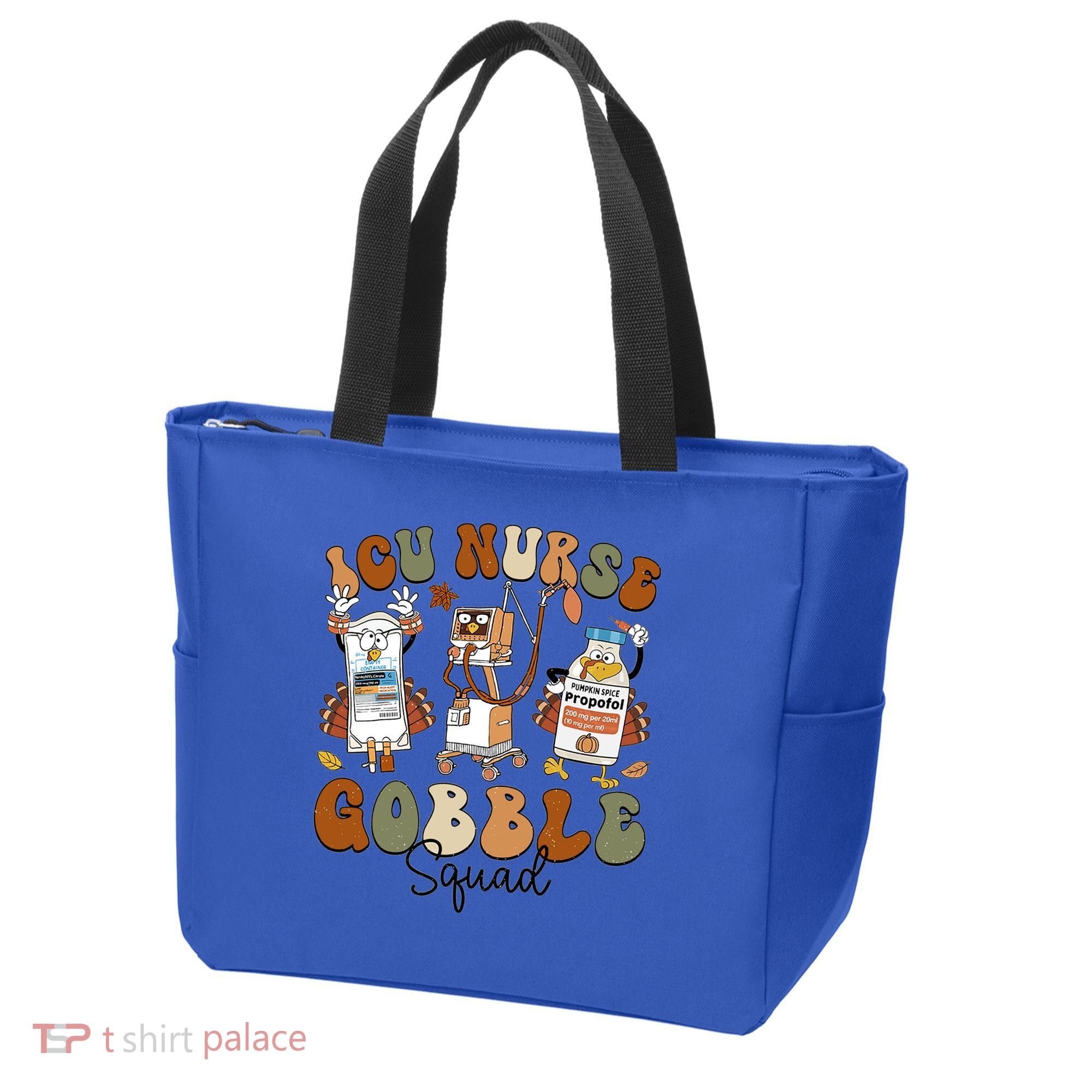 Retro Thanksgiving Icu Nurse Gobble Squad Turkey Autumn Rn Gift Tote Bag