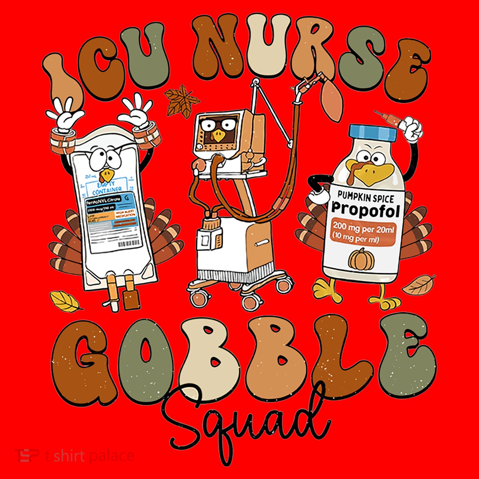 Retro Thanksgiving Icu Nurse Gobble Squad Turkey Autumn Rn Gift Santa Hat