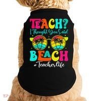 Retro Teach I Thought You Said Beach Teacher Summer Break Doggie Tank thumb 0