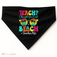 Retro Teach I Thought You Said Beach Teacher Summer Break USA-Made Doggie Bandana thumb 0