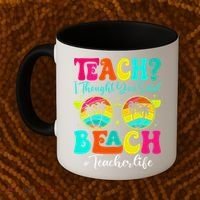 Retro Teach I Thought You Said Beach Teacher Summer Break Coffee Mug thumb 2