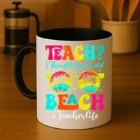 Retro Teach I Thought You Said Beach Teacher Summer Break Coffee Mug thumb 4