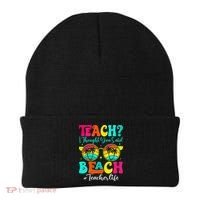 Retro Teach I Thought You Said Beach Teacher Summer Break Beanie thumb 0