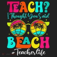 Retro Teach I Thought You Said Beach Teacher Summer Break Beanie thumb 2