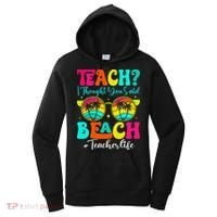 Retro Teach I Thought You Said Beach Teacher Summer Break Women's Hoodie thumb 0